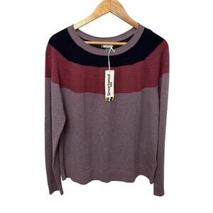 Smartwool Women's Edgewood Colorblock Crew Sweater in Chalk Violet Heather